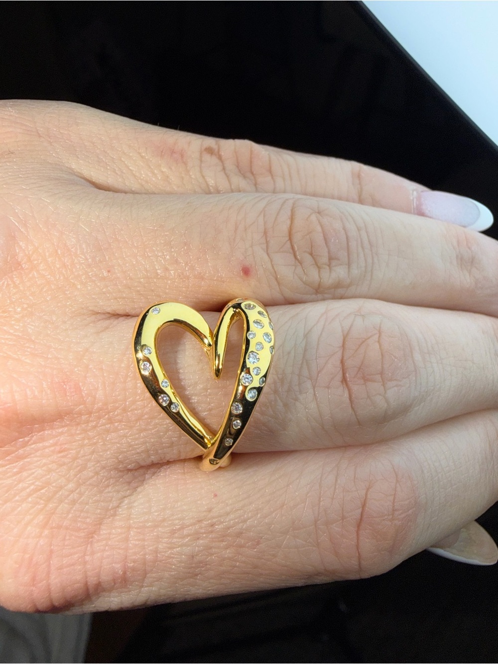 Gold Heart Crystal Accent Ring - Women Jewelry plata de ley 925 ( 8 )